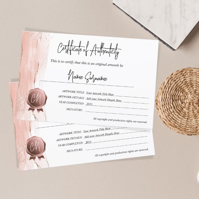 Certificate of Authenticity Artwork by (Creator Uploaded)