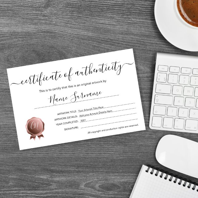 Certificate of Authenticity Artwork by (Creator Uploaded)