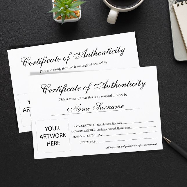 Certificate of Authenticity Artwork by (Creator Uploaded)