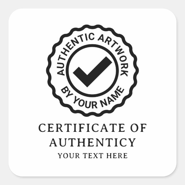 Certificate of Authenticity custom artist sticker (Front)