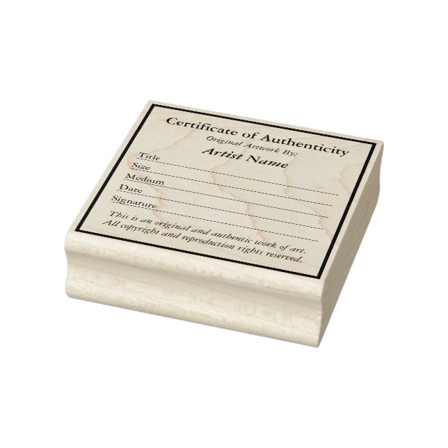 Certificate of Authenticity for Art  Rubber Stamp (Stamp)