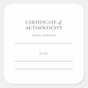 Certificate of Authenticity for Artwork Square Sticker