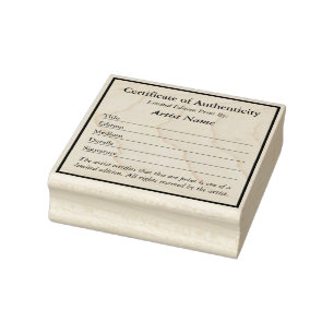 Certificate of Authenticity for Prints Rubber Stamp