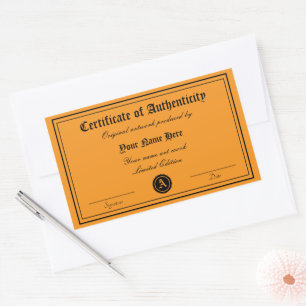 Certificate of authenticity template artwork sticker