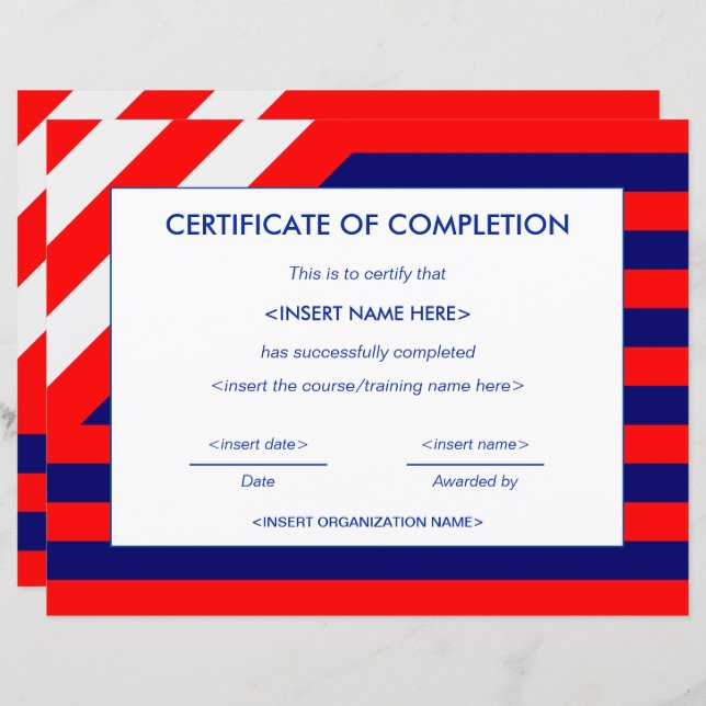 Certificate of Completion (Front/Back)