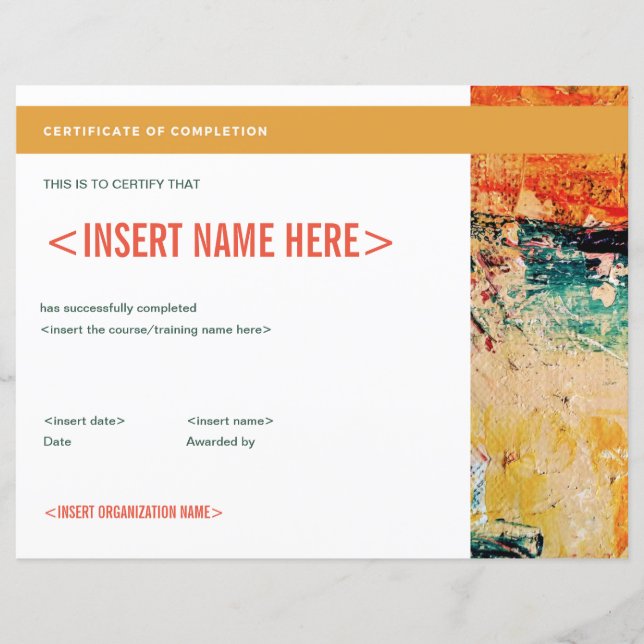 Certificate of Completion (Front)