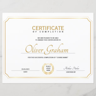Certificate of Completion Award