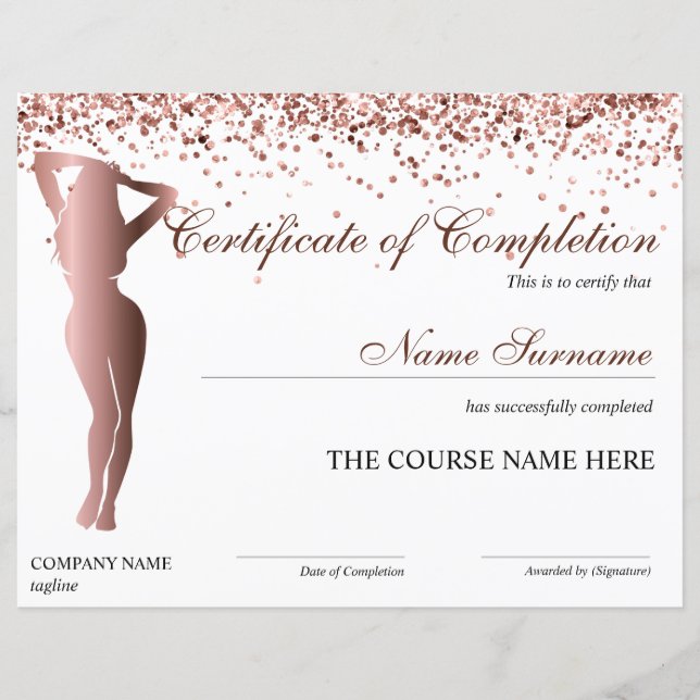 Certificate of Completion Award Body Sculpting (Front)