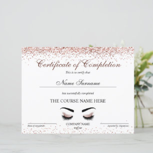 Certificate of Completion Award Brows Lash Course