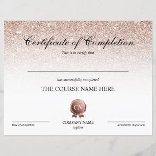 Certificate of Completion Award Course Completion