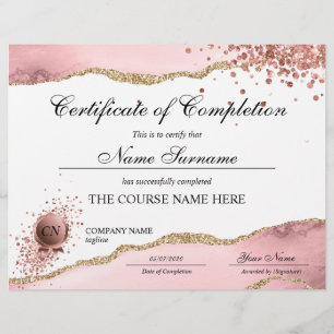 Certificate of Completion Award Course Completion