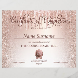Certificate of Completion Award Course Completion