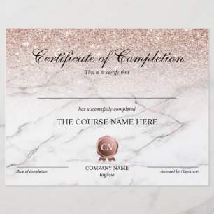 Certificate of Completion Award Course Completion