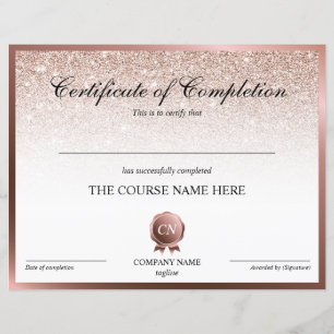 Certificate of Completion Award Course Completion