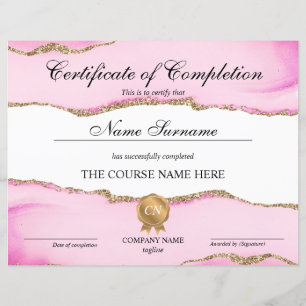 Certificate of Completion Award Course Completion