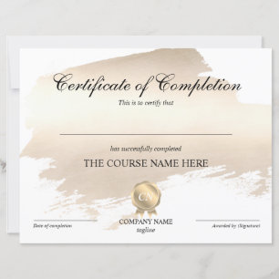 Certificate of Completion Award Course Completion