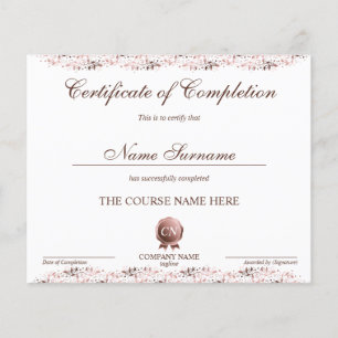 Certificate of Completion Award Course Completion