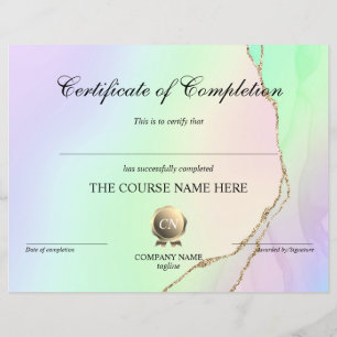 Certificate of Completion Award Course Completion