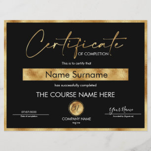 Certificate of Completion Award Course Completion 