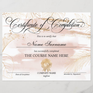 Certificate of Completion Award Course Completion