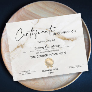 Certificate of Completion Award Course Completion
