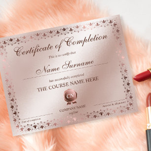 Certificate of Completion Award Course Completion