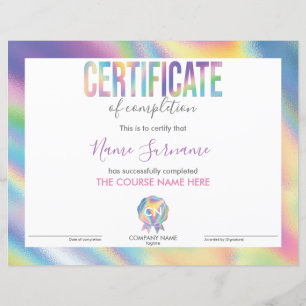Certificate of Completion Award Course Completion