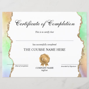 Certificate of Completion Award Course Completion