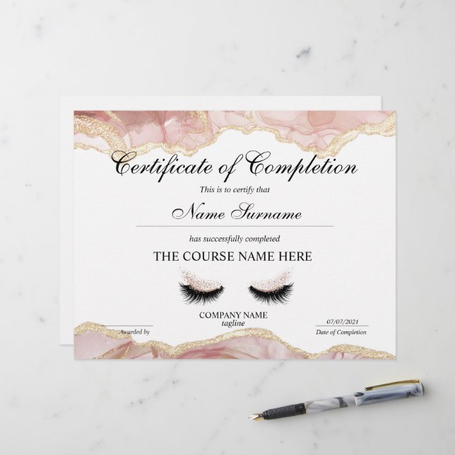 Certificate of Completion Award Course Completion (Front/Back In Situ)