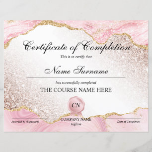 Certificate of Completion Award Course Completion