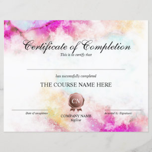 Certificate of Completion Award Course Completion