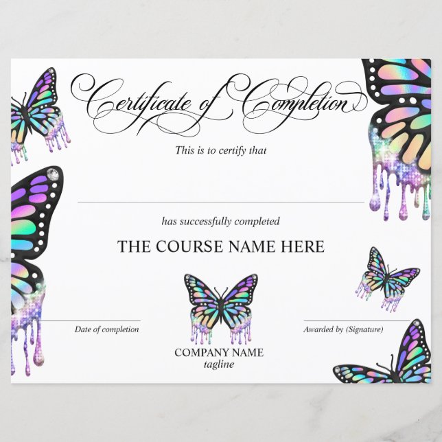 Certificate of Completion Award Course Completion (Front)