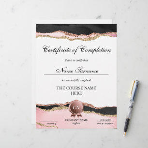 Certificate of Completion Award Course Completion