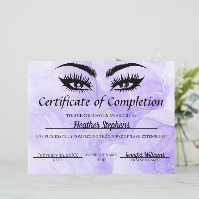 Certificate of Completion Award Lash Tech (Standing Front)