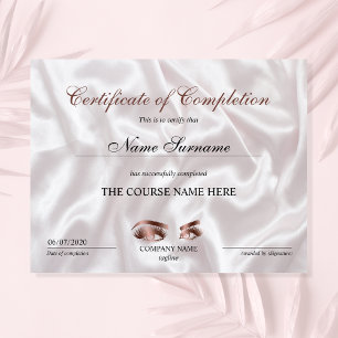 Certificate of Completion Award lashes Course