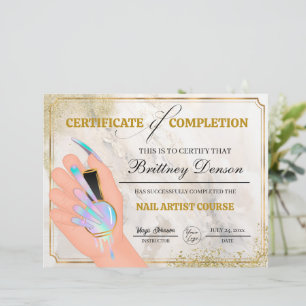 Certificate of Completion Award Nail Technician