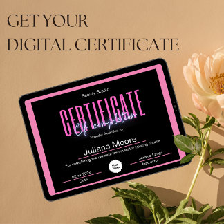 Certificate Of Completion Awards Pink And Black Poster