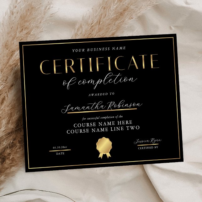 Certificate of Completion Black & Gold Badge Award (Creator Uploaded)