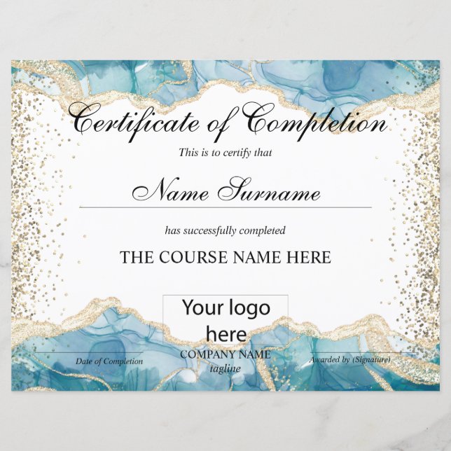 Certificate of Completion Course Completion logo (Front)