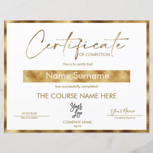 Certificate of Completion Course Completion  Logo