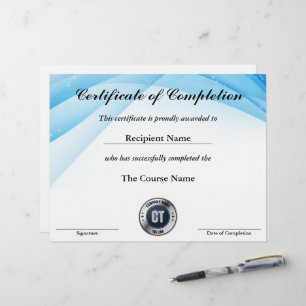 Certificate of Completion Customizable Award