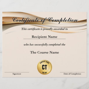 Certificate of Completion Customizable Award