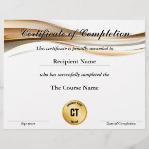 Certificate of Completion Customizable Award
