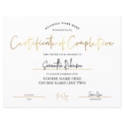 Certificate of Completion Faux Gold Beauty Award