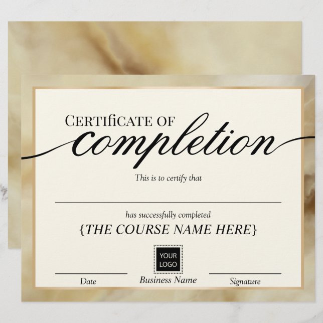 Certificate of Completion Gold Agate Award (Front/Back)