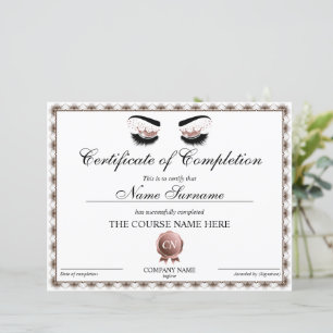 Certificate of Completion Lashes Course Completion