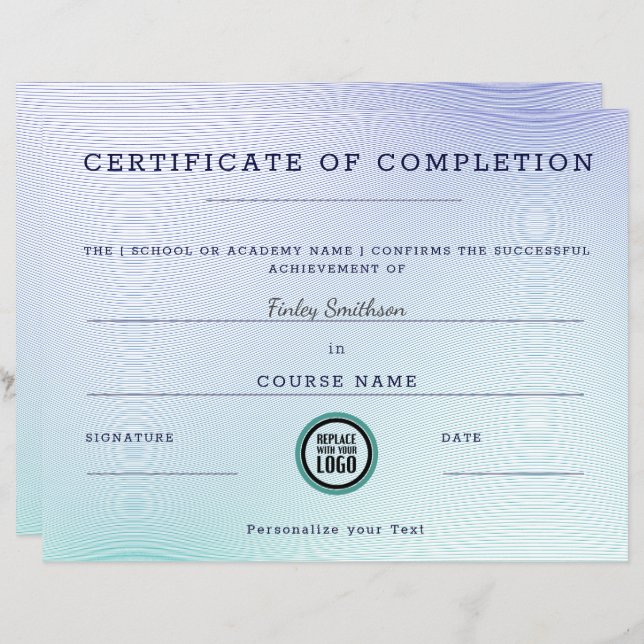 Certificate of Completion Modern Moiré Effect  (Front/Back)