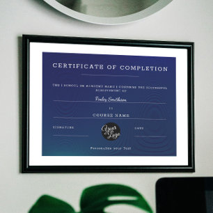 Certificate of Completion Modern Navy Moiré Effect