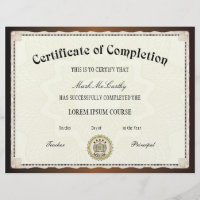 Certificate of Completion Template