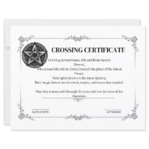 Certificate of Crossing the Veil 
